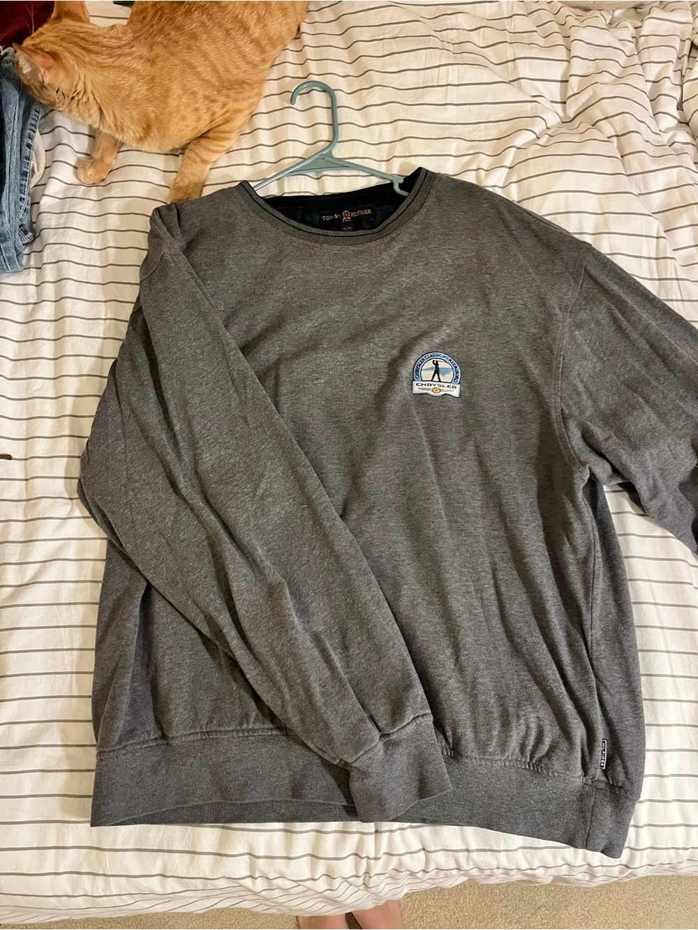 Tommy Hilfiger Charcoal Gray Crewneck Sweatshirt with Chest Emblem